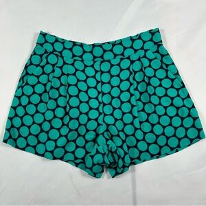 Aritzia Babaton Teal & Black Polka Dot Pleated 100% Silk Shorts Women's Size 0